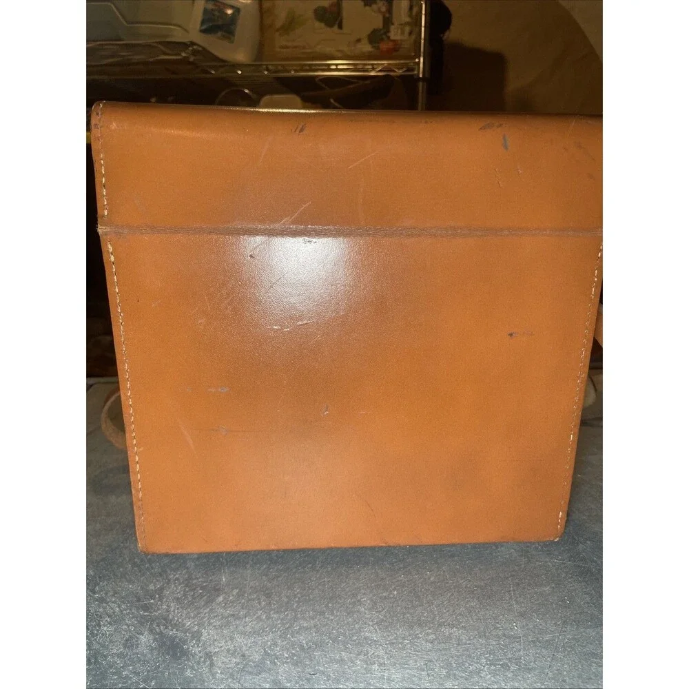 Vintage Polaroid Hard Leather Compartment Carrying Case Bag Model 309 Brown